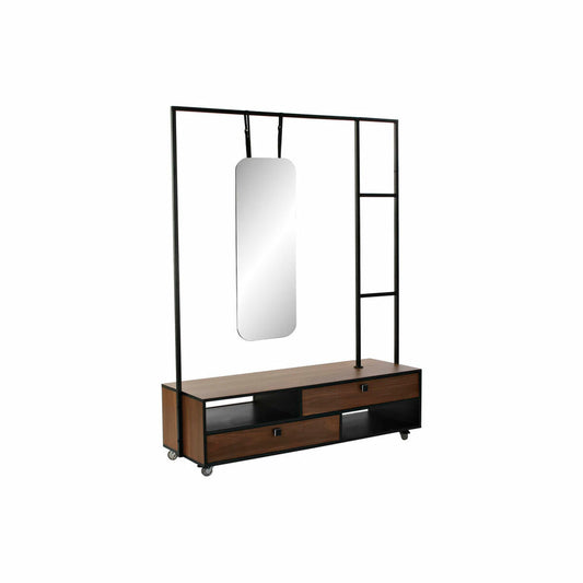 Konsolentisch mit 2 Schubladen DKD Home Decor Braun Schwarz Bunt Metall Mango-Holz Spiegel 135 x 47 x 175 cm